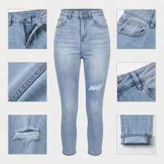 Quần jean nữ skinny LOREN lửng rách gối B51042
