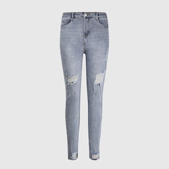 Quần jean nữ skinny LOREN lửng wash rách ống B51043
