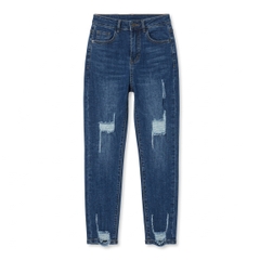 Quần jean nữ skinny LOREN lửng wash rách ống B51043