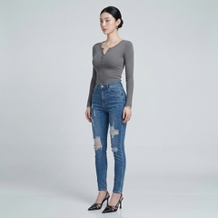 Quần jean nữ skinny LOREN wash rách B51044