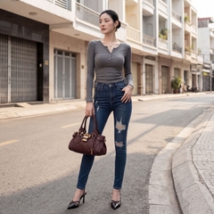 Quần jean nữ skinny LOREN wash rách B51044