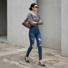 Quần jean nữ skinny LOREN wash rách B51044