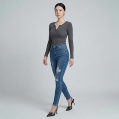 Quần jean nữ skinny LOREN wash rách B51044