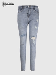 Quần jean nữ skinny LOREN wash rách gối B51045
