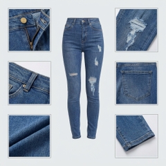 Quần jean nữ skinny LOREN wash rách gối B51045