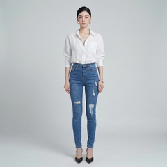Quần jean nữ skinny LOREN wash rách gối B51045
