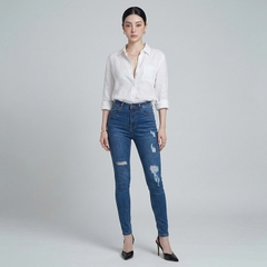 Quần jean nữ skinny LOREN wash rách gối B51045