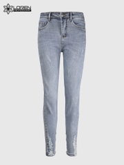 Quần jean nữ skinny LOREN lửng wash lai B51050