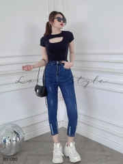 Quần jean nữ skinny LOREN lửng wash lai B51050