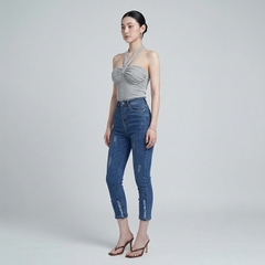 Quần jean nữ skinny LOREN lửng wash lai B51050