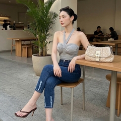 Quần jean nữ skinny LOREN lửng wash lai B51050