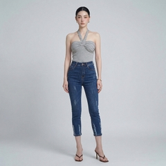 Quần jean nữ skinny LOREN lửng wash lai B51050