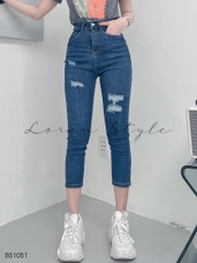 Quần jean nữ skinny LOREN lửng rách gối B51051