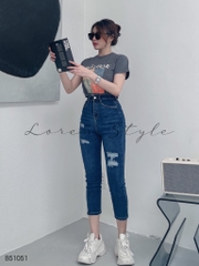 Quần jean nữ skinny LOREN lửng rách gối B51051