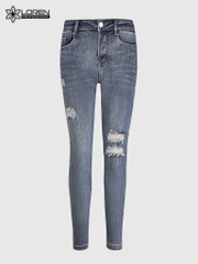 Quần jean nữ skinny LOREN lửng rách gối B51051