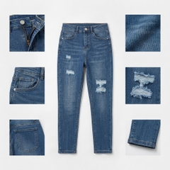 Quần jean nữ skinny LOREN lửng rách gối B51051