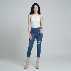 Quần jean nữ skinny LOREN lửng rách gối B51051