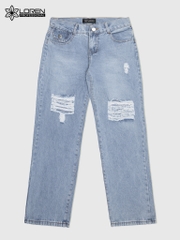 Quần jean nữ LOREN ống rộng rách B51061