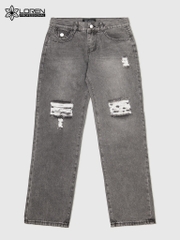 Quần jean nữ LOREN ống rộng rách B51061