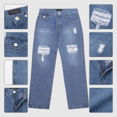 Quần jean nữ LOREN ống rộng rách B51061