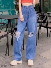 Quần jean nữ LOREN ống rộng rách B51061