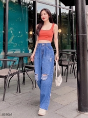 Quần jean nữ LOREN ống rộng rách B51061
