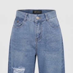 Quần jean nữ LOREN ống rộng wash B51062