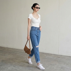 Quần jean baggy nữ LOREN 2 nút  B51106