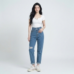 Quần jean baggy nữ LOREN 2 nút  B51106