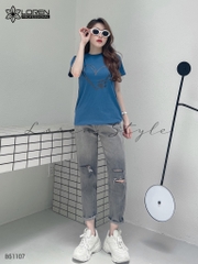 Quần jean baggy nữ LOREN wash rách B51107