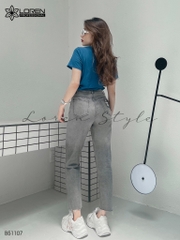 Quần jean baggy nữ LOREN wash rách B51107