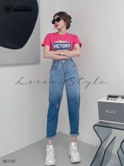Quần jean baggy nữ LOREN wash rách B51107