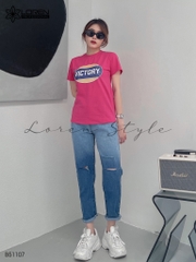 Quần jean baggy nữ LOREN wash rách B51107