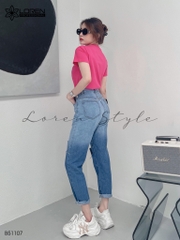 Quần jean baggy nữ LOREN wash rách B51107