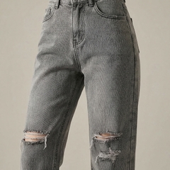 Quần jean baggy nữ LOREN wash rách B51107