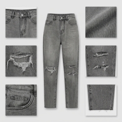 Quần jean baggy nữ LOREN wash rách B51107