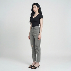 Quần jean baggy nữ LOREN wash rách B51107