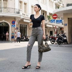 Quần jean baggy nữ LOREN wash rách B51107