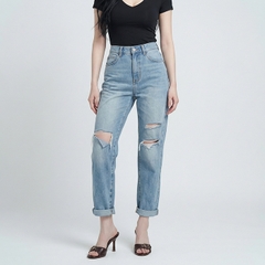 Quần jean baggy nữ LOREN wash rách B51107