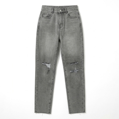 Quần jean baggy nữ LOREN wash rách B51107