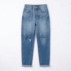 Quần jean baggy nữ LOREN wash rách B51107