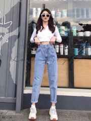 Quần jean baggy nữ LOREN nút kiểu B51114