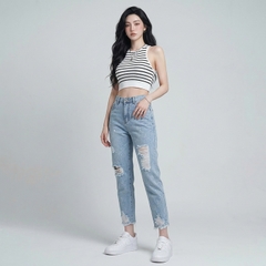 Quần jean baggy LOREN rách tua B5144