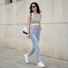 Quần jean baggy LOREN rách tua B5144