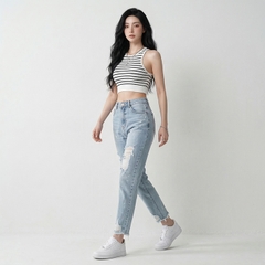 Quần jean baggy LOREN rách tua B5144
