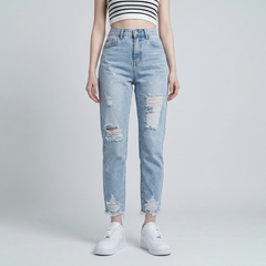 Quần jean baggy LOREN rách tua B5144