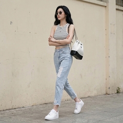 Quần jean baggy LOREN rách tua B5144
