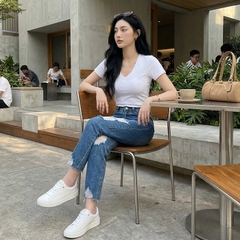 Quần jean baggy LOREN rách tua B5145