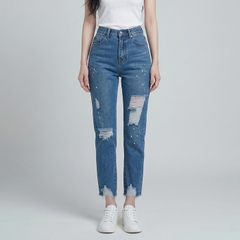 Quần jean baggy LOREN rách tua B5145