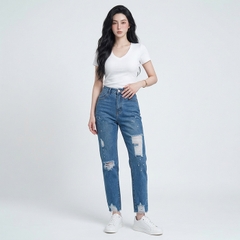 Quần jean baggy LOREN rách tua B5145